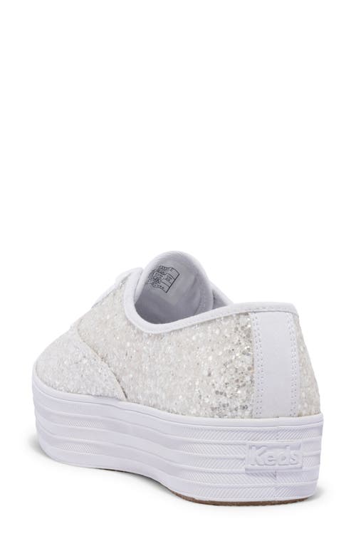 Keds ® Point Glitter Platform Sneaker In White Glitter