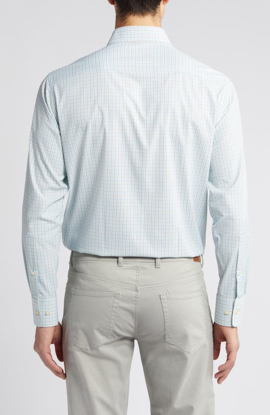 Shop Peter Millar Chelan Check Performance Button-down Shirt In Mint Blue