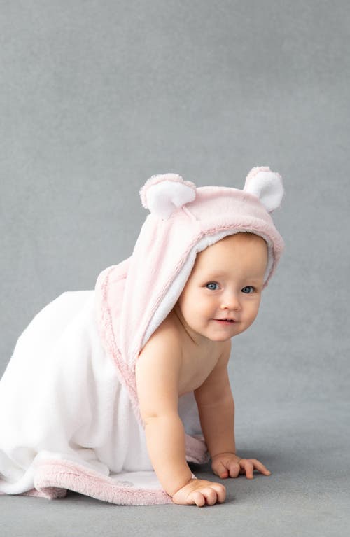 Shop Little Giraffe Luxe Faux Fur Hooded Towel In Pink