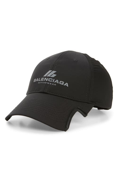 Shop Balenciaga Activewear Logo Baseball Cap In 1081 Black/reflective