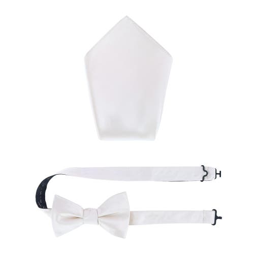 Trafalgar Sutton Solid Color Silk Bowtie And Pocket Square Combo In Ivory