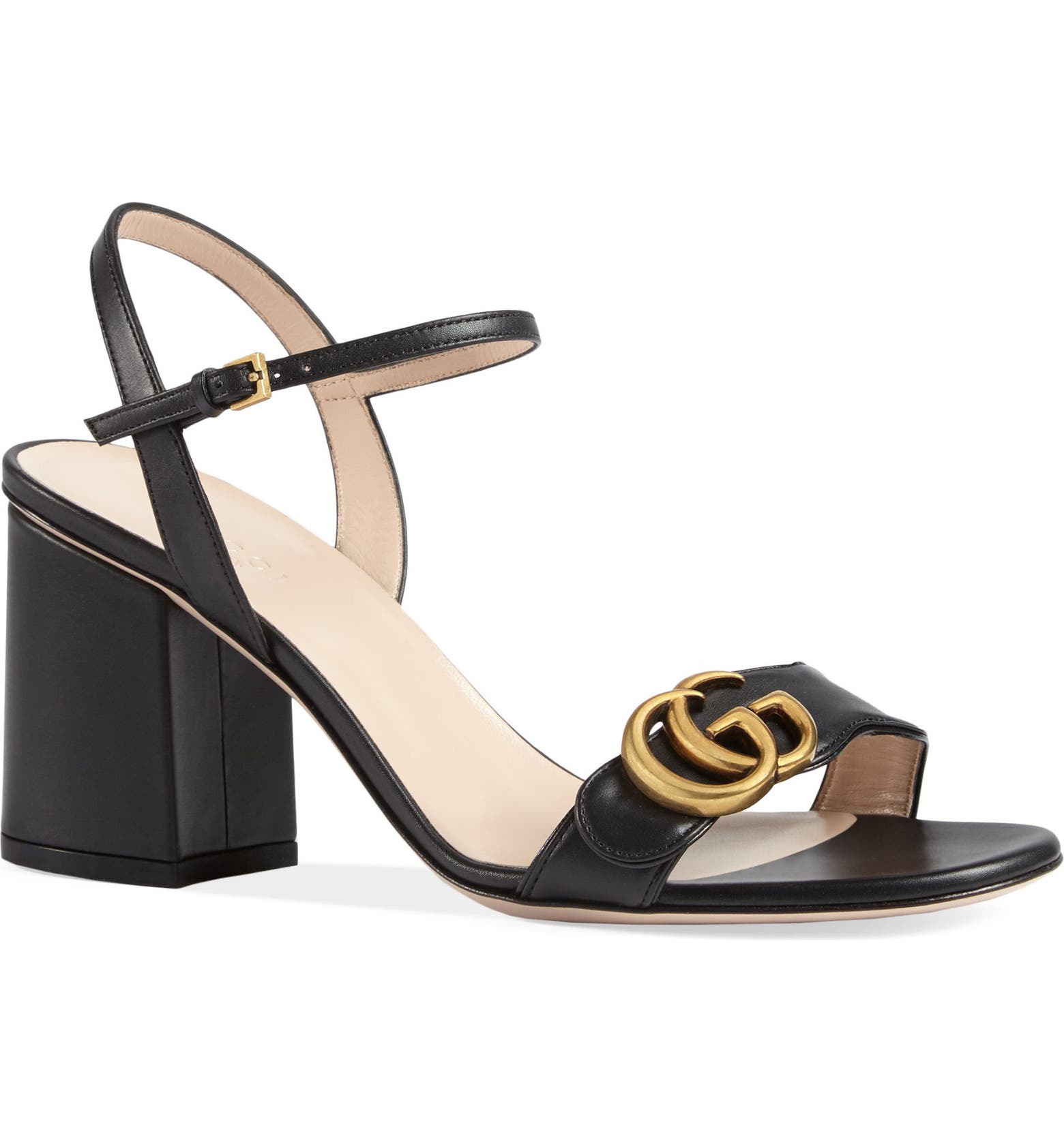 Black Gucci block heeled sandals