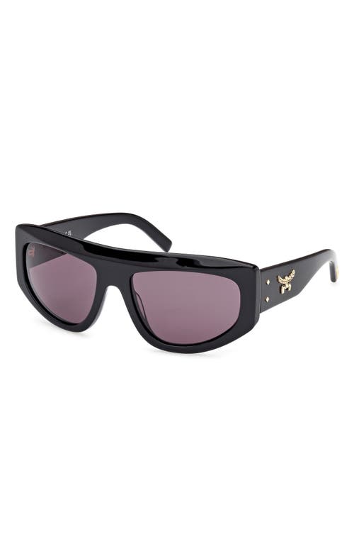 Shop Mcm 59mm Pilot Sunglasses<br /> In Shiny Black/smoke