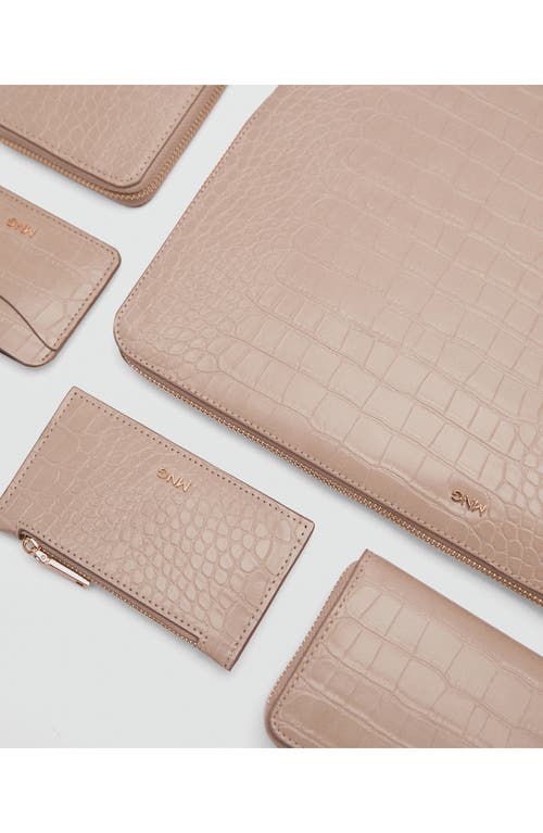 Shop Mango Croc Embossed Faux Leather Laptop Case In Sand