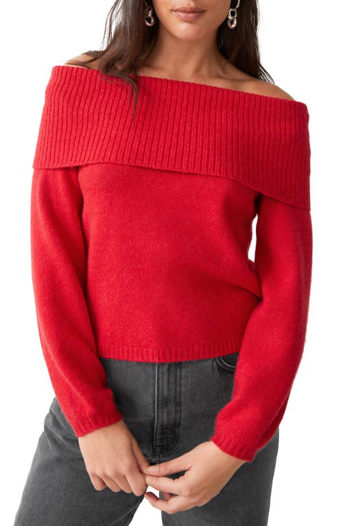 & Other Stories Off the Shoulder Wool Blend Sweater in Red