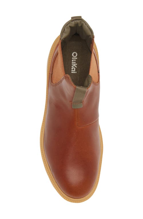 Shop Olukai Hehi Waterproof Chelsea Leather Lug Boot In Fox/hunter