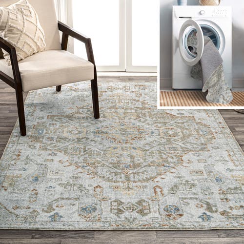 Jonathan Y Shaemus Bohemian Medallion Low-pile Machine-washable Area Rug In Cream/brown/green