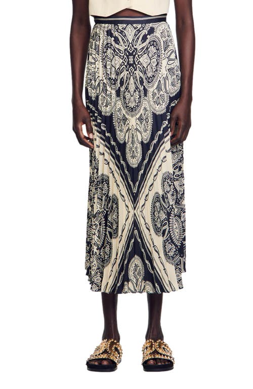 Sandro Teylana Paisley Print Skirt In Black