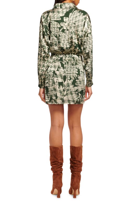 Shop Ramy Brook Palmer Floral Long Sleeve Mini Shirtdress In Dark Sage Combo Autumn Burnout