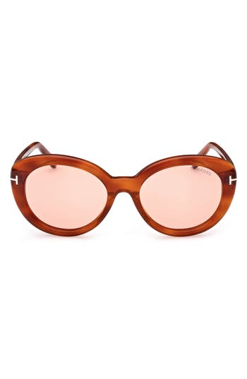 Tom Ford Lily-02 55mm Tinted Cat Eye Sunglasses In Orange