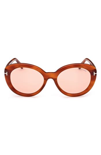 Shop Tom Ford Lily-02 55mm Tinted Cat Eye Sunglasses In Blonde Havana/violet