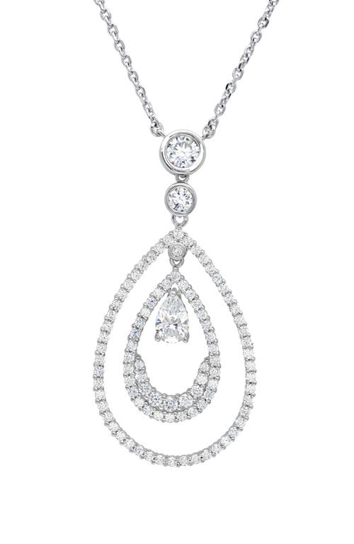 Crislu x Andrew Prince Pear-Shaped Double Loop Pendant Necklace in Platinum at Nordstrom