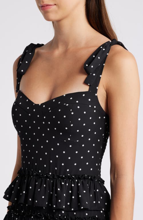 Shop Wayf The Masie Polka Dot Tiered Dress In Black Polka Dot