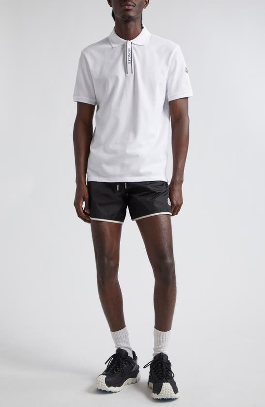 Shop Moncler Short Sleeve Cotton Polo In White