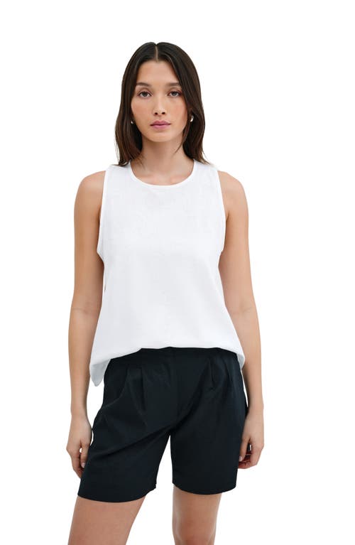 Shop Marcella Mckinley Sleeveless Linen & Cotton Top In White