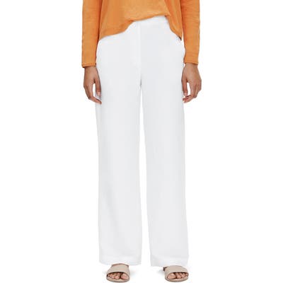 Petite Eileen Fisher Straight Leg Pants, White