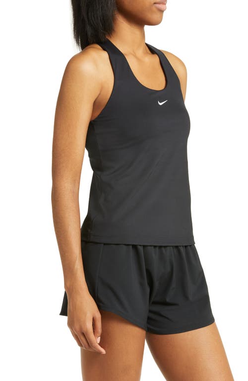 Shop Nike Dri-fit Swoosh Bra Racerback Tank In Black/black/white