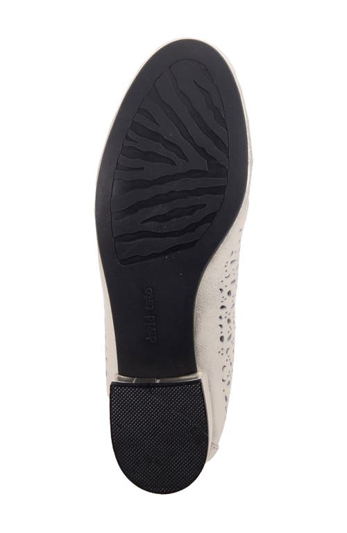 David Tate Laser Cut Ballet Flat In Platinum Calf
