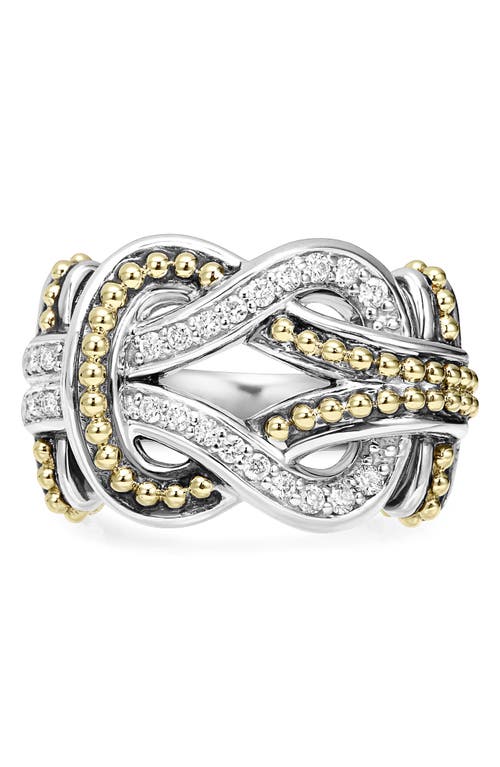 LAGOS Newport Diamond Knot Ring in Silver/Gold at Nordstrom, Size 7