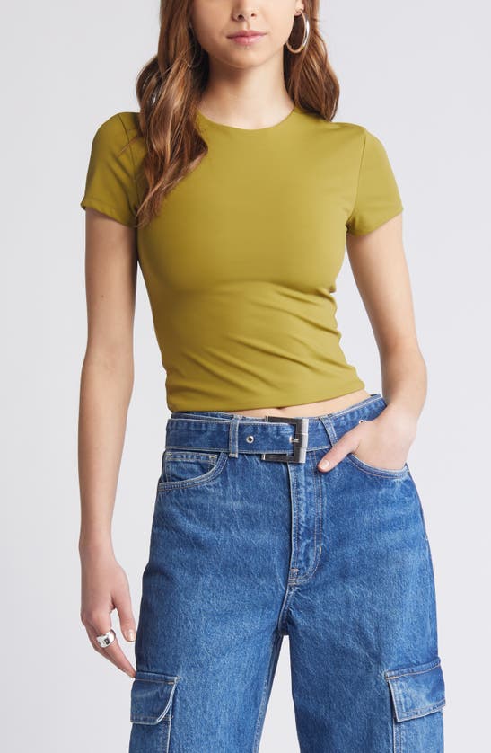 Shop Open Edit Smooth Edit Short Sleeve Top In Olive Eyes