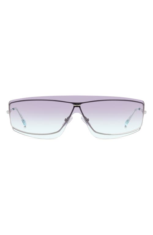 Shop Isabel Marant 99mm Gradient Oversize Shield Sunglasses In Silver Green/violet Green