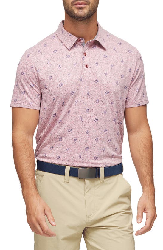 Flag And Anthem Flamingo Print Performance Polo In Red Heather