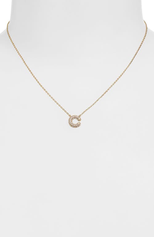 Leith Cubic Zirconia Initial Pendant Necklace In C- Clear- Gold