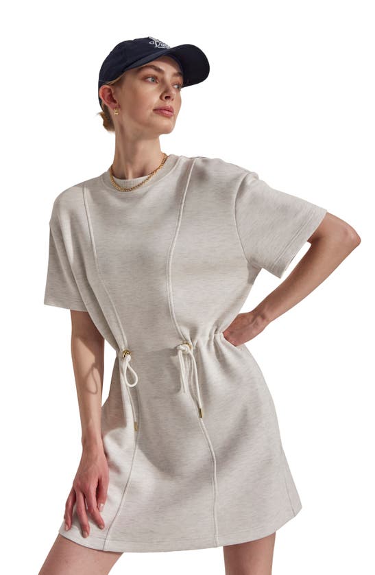 Shop Varley Maple Heathered Short Sleeve Sweater Dress In Ivory Marl