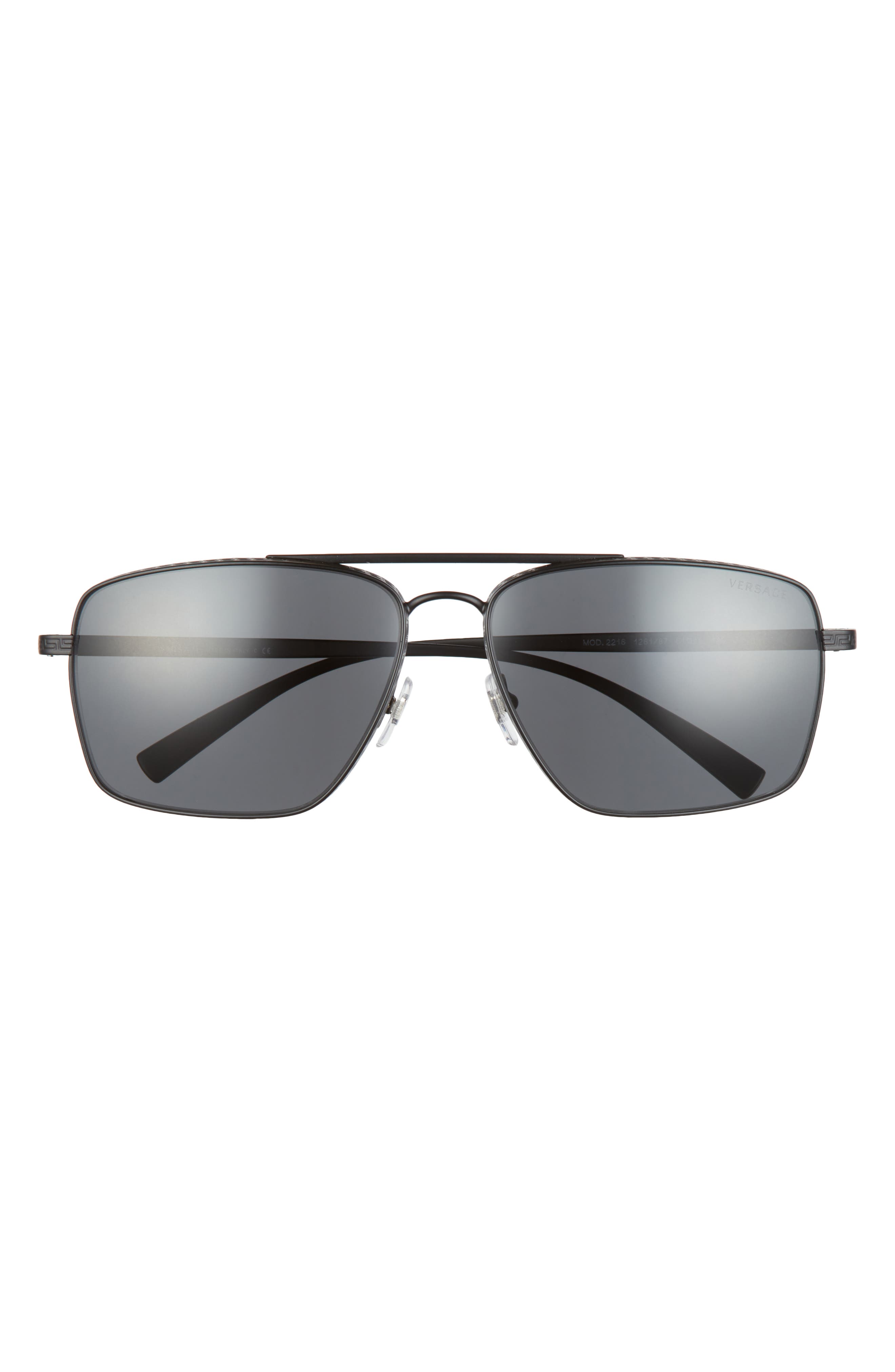 Versace 61mm Aviator Sunglasses in Matte Black/Dark Grey at Nordstrom