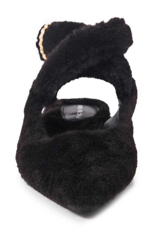 Free People Parisa Faux Shearling Ankle Strap Flat In Black Shearling