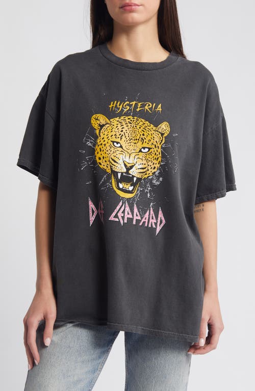 Shop Vinyl Icons Def Leppard Hysteria Oversize Graphic T-shirt In Washed Black