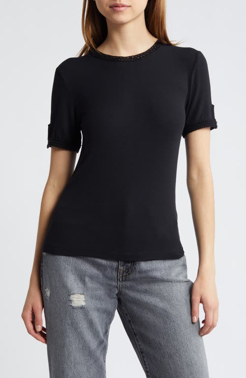 FRAME Crochet Trim Stretch Modal T-Shirt at Nordstrom,