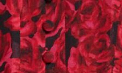 Carolina Herrera Rose Print Long Sleeve Dress In Herrera Red Multi