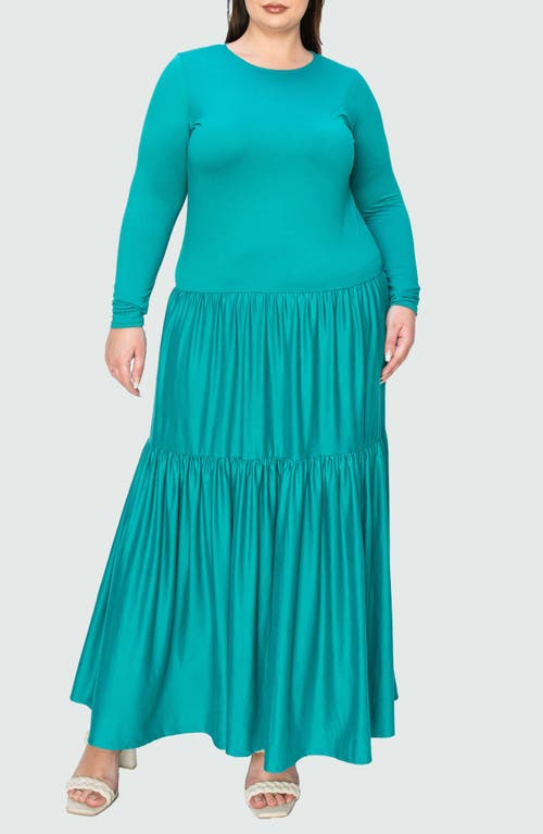 Shop L I V D Long Sleeve Maxi Dress In Jade