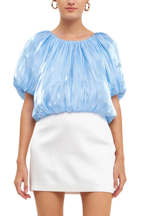 Endless Rose Sheen Effect Blouson Top In Ocean Blue