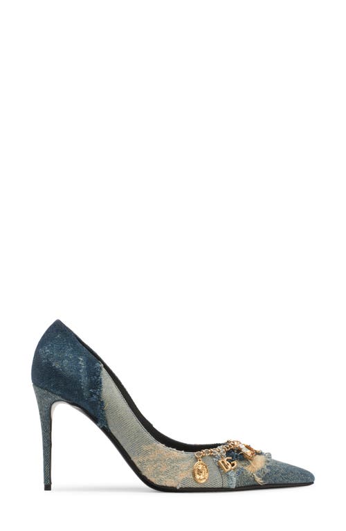 Shop Dolce & Gabbana Dolce&gabbana Charm Embellished Pointed Toe Pump In Blue