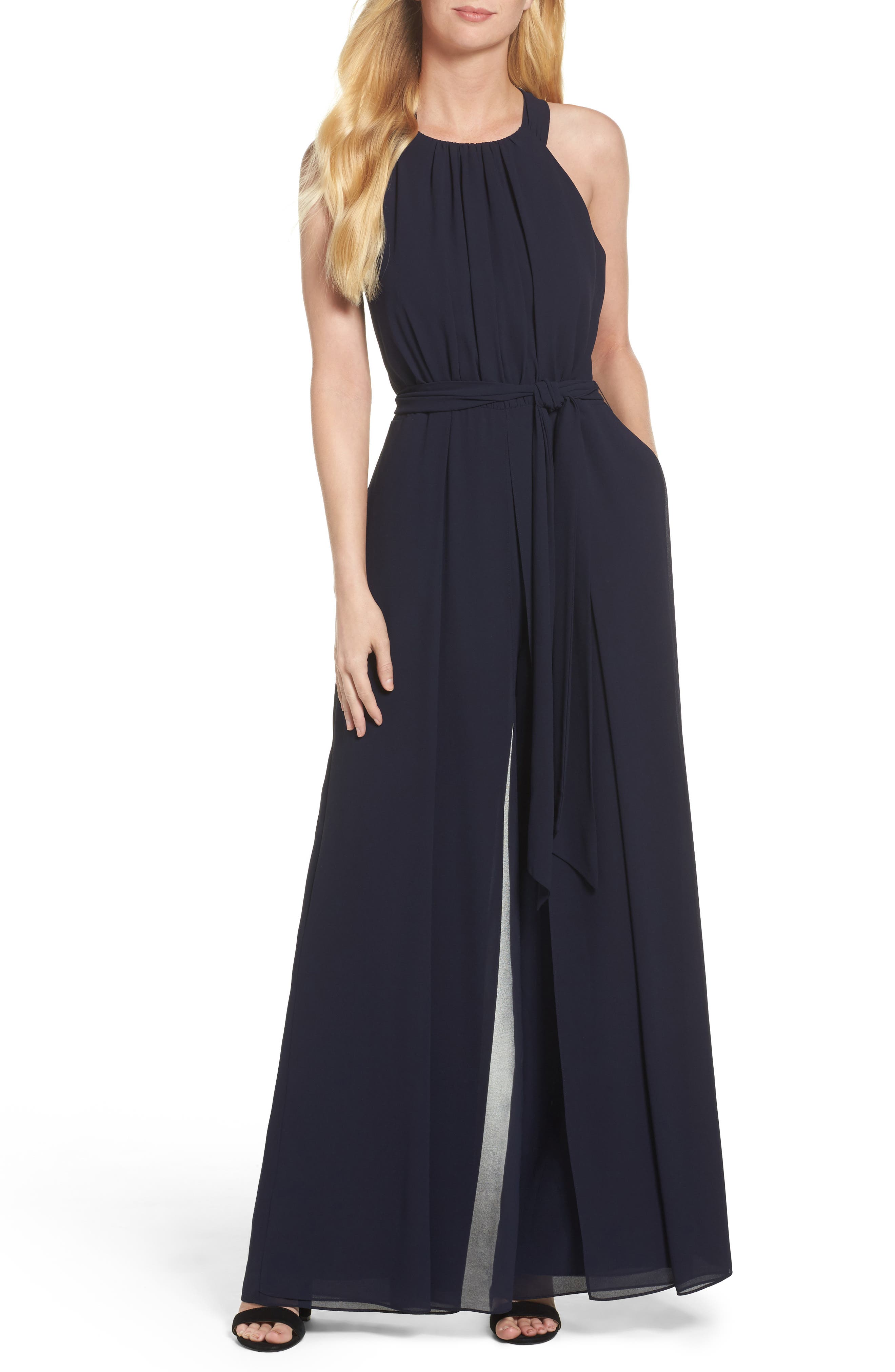 vince camuto cutaway chiffon jumpsuit