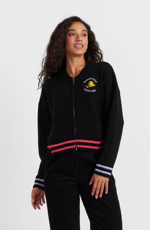 Shop Chinti & Parker Snoopy Wool & Cashmere Bomber Jacket In Black