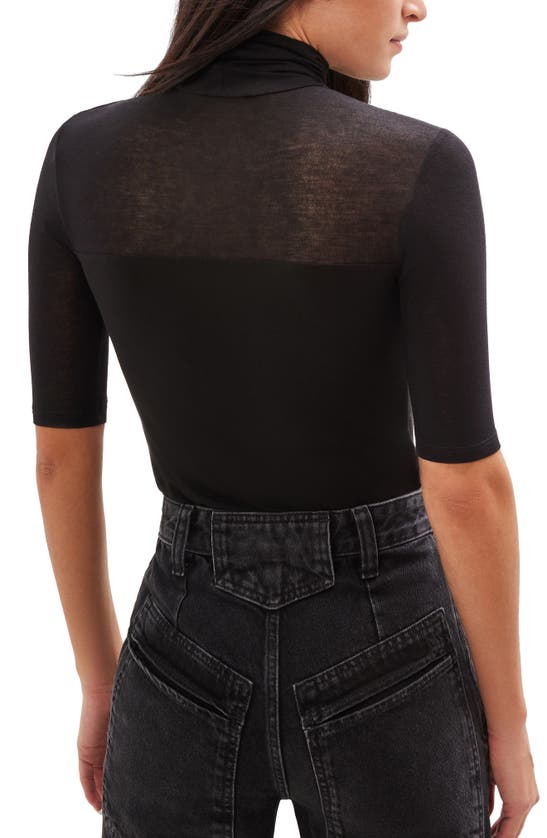 Marcella Niko Jersey Turtleneck Top In Black