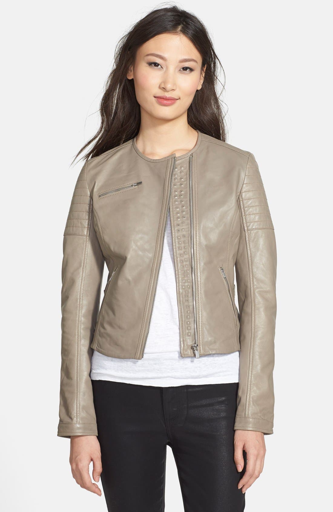 LaMarque Collarless Leather Biker Jacket Nordstrom