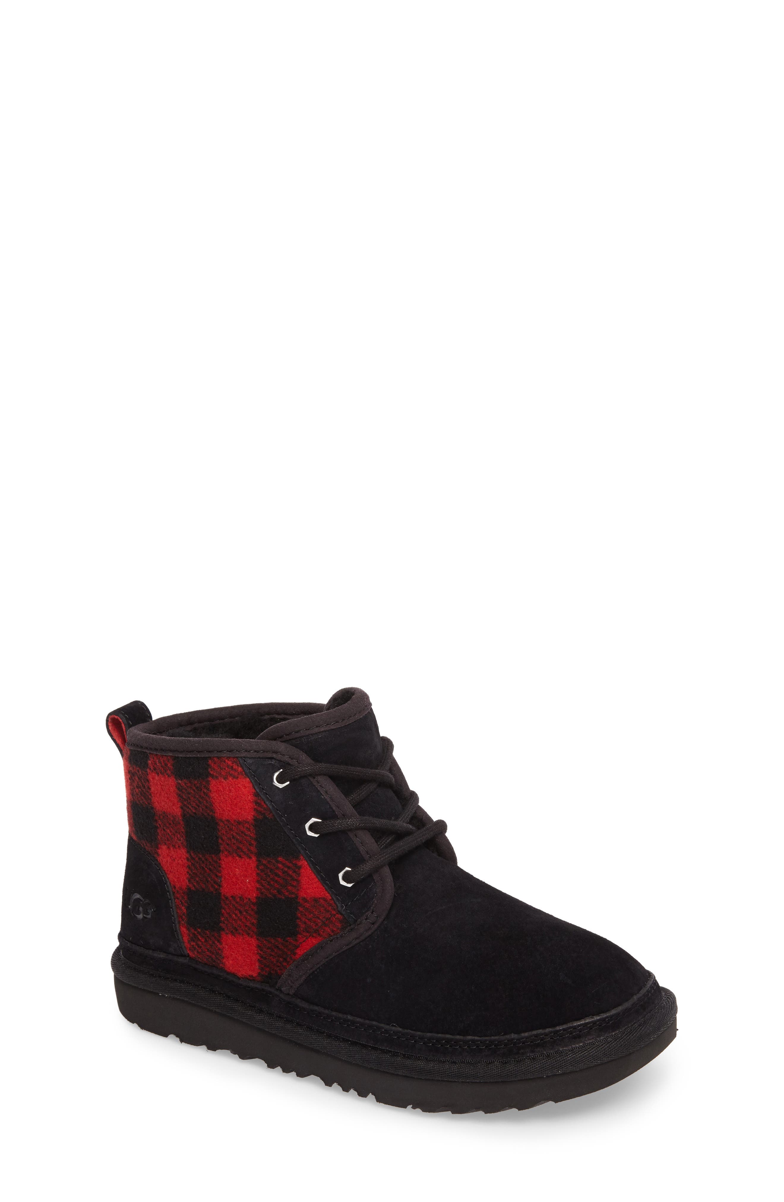 red and black ugg boots