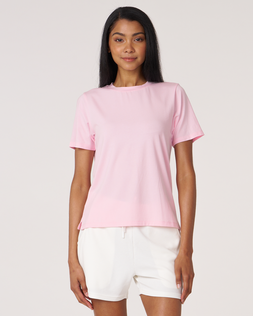 Rebody Active Rebody Essentials Short Sleeve Top In Pink