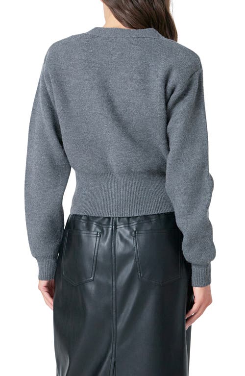 Grey Lab Drop Shoulder Crop Cardigan In Charcoal