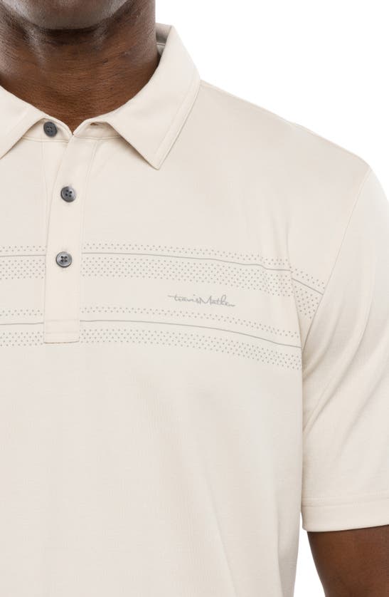 Shop Travismathew Turn Back Stripe Cotton Blend Polo In Moonbeam