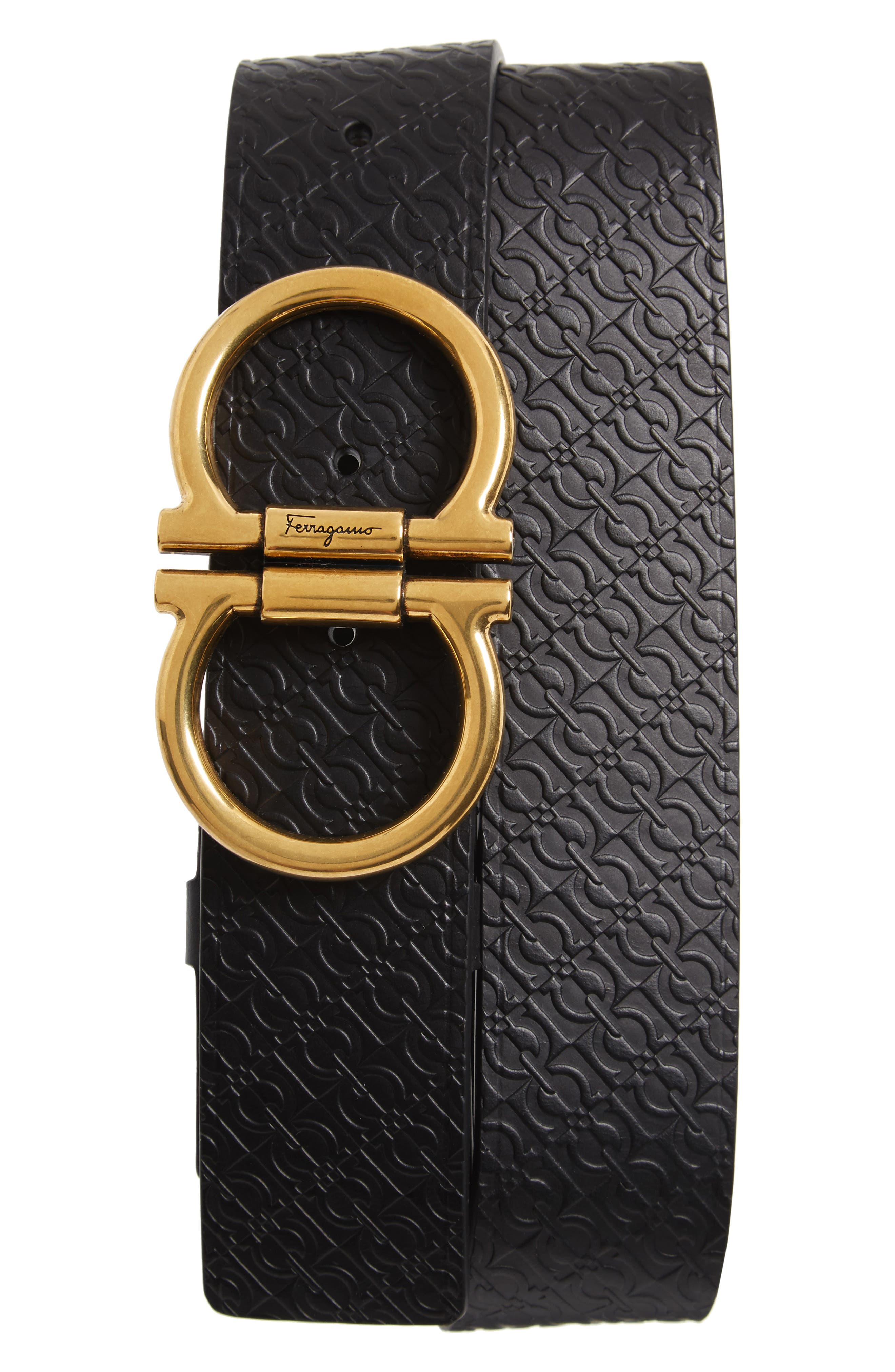 Salvatore Ferragamo Stamped Micro Gancini Leather Belt Nordstrom