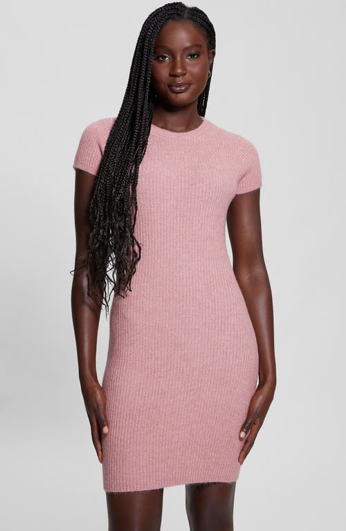 Guess Toki Rib Mini Sweater Dress In Pink Roses Multi