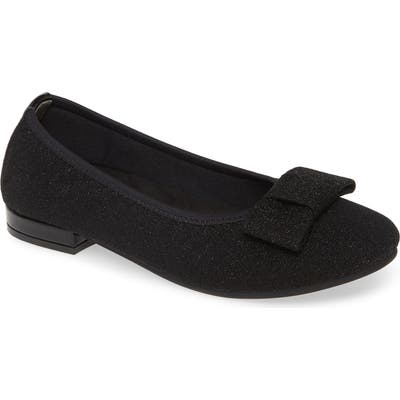 David Tate Teresa Glitter Bow Flat- Black