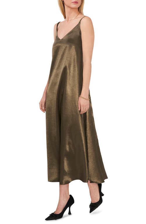 Vince Camuto Satin Maxi Slipdress in Light Olive