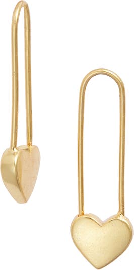 Heart Lock and Key Earrings, 14K Gold: Dangle Earrings:  Clothing, Shoes & Jewelry