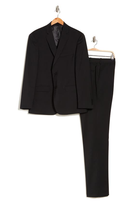 Jb Britches Sartorial Two Button Notch Lapel Wool Blend Suit In Black